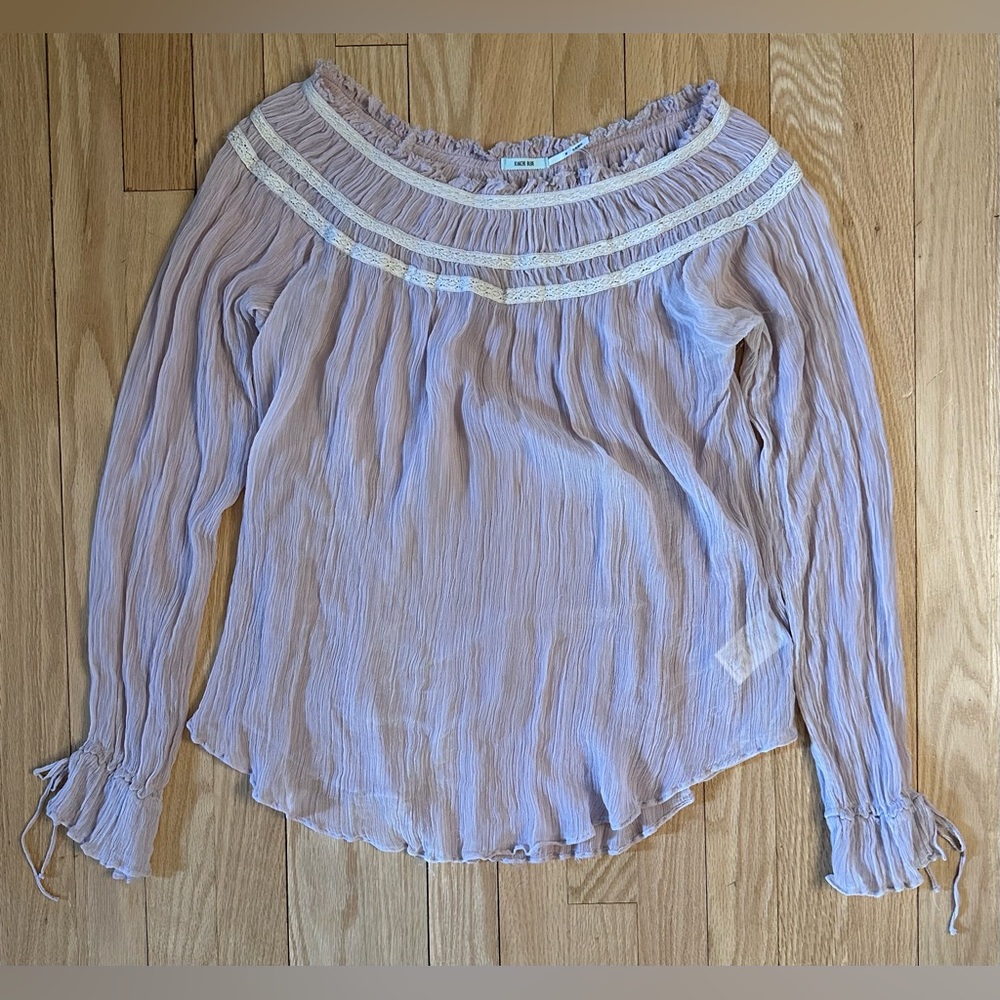 Urban Outfitters Kimchi Blue Sheer Long-Sleeved Lace Light Pink Top, Size M